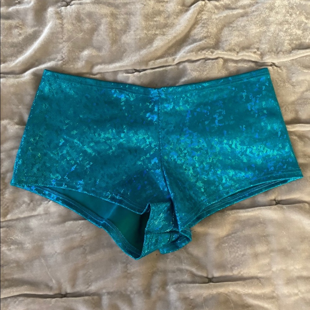 Iridescent Turquoise Raver Booty Shorts